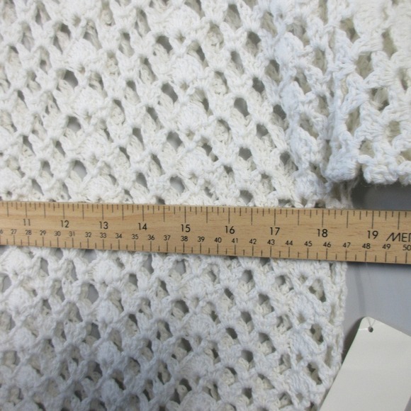 Jessica Roberts Crochet Vtg Y2K Tunic Dress L Ivory Open Knit Beach Boho 568 - Picture 8 of 11